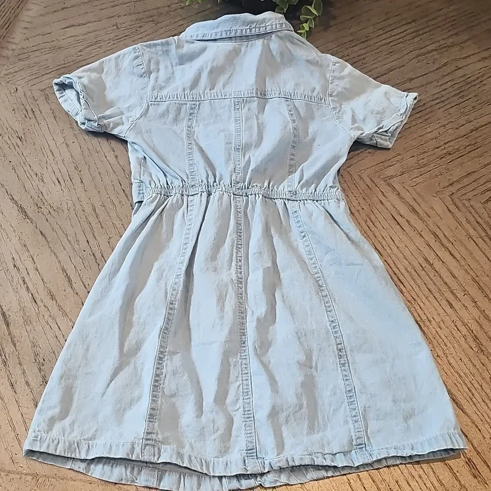 Stylish Denim Kids Dress Size 6 with Pink Accents